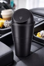 Autorepute One-Touch Car Trash Bin – Leakproof, Push Lid, Cup Holder Fit Mini Dustbin for Car Interior by
