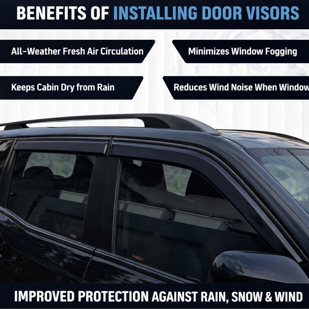 AutoRepute Premium Smoke Black Door Visors – Unbreakable | Rain & UV Protection | Keeps Interior Cool | Enhances Vehicle Look for 
 for Volkswagen (Virtus, Taigun, Polo, Vento, Jetta, Passat, Ameo & More, Choose Your Car Model)