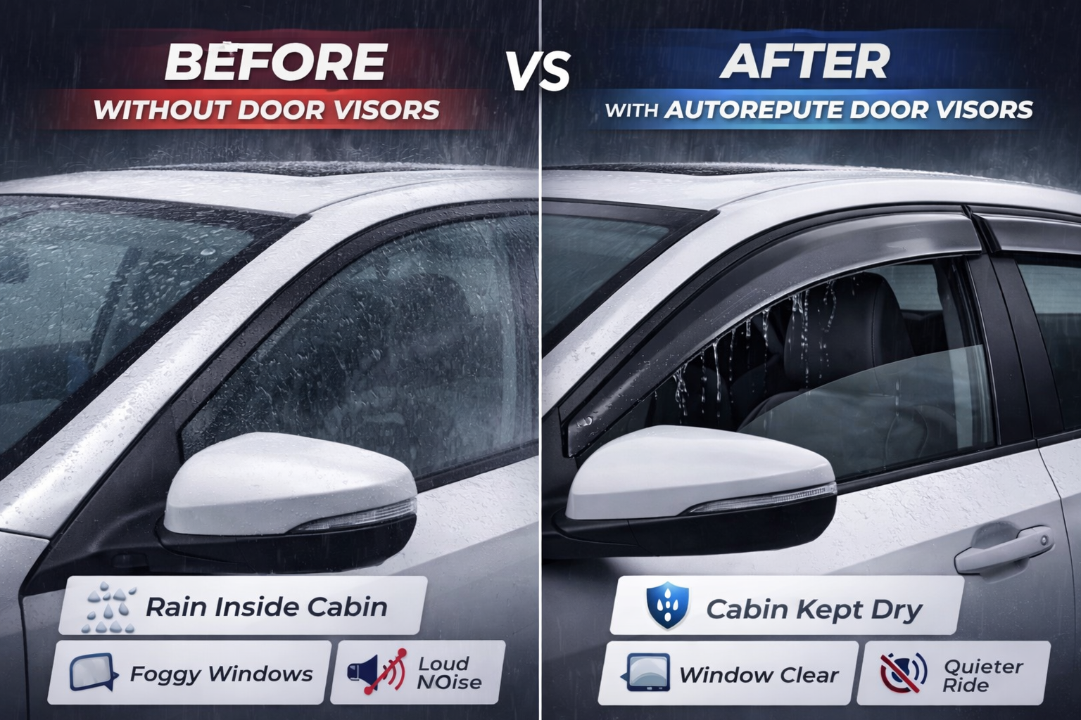 AutoRepute Premium Smoke Black Door Visors – Unbreakable | Rain & UV Protection | Keeps Interior Cool | Enhances Vehicle Look for  Kia ( Seltos, Sonet, Carens, Syross, Choose Your Car Model)