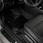 Autorepute All Vehicle Fit Black Gloss Rubber Car Mats – More Than 80% Floor Coverage