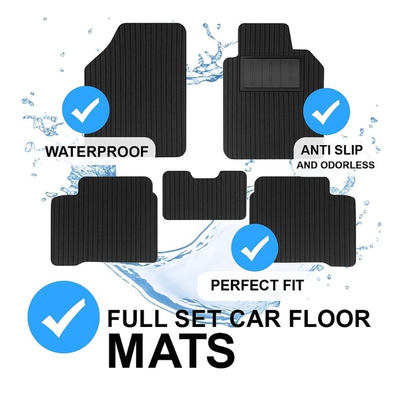 Autorepute All Vehicle Fit Black Fabric Car Floor Mats – More Than 80% Floor Coverage