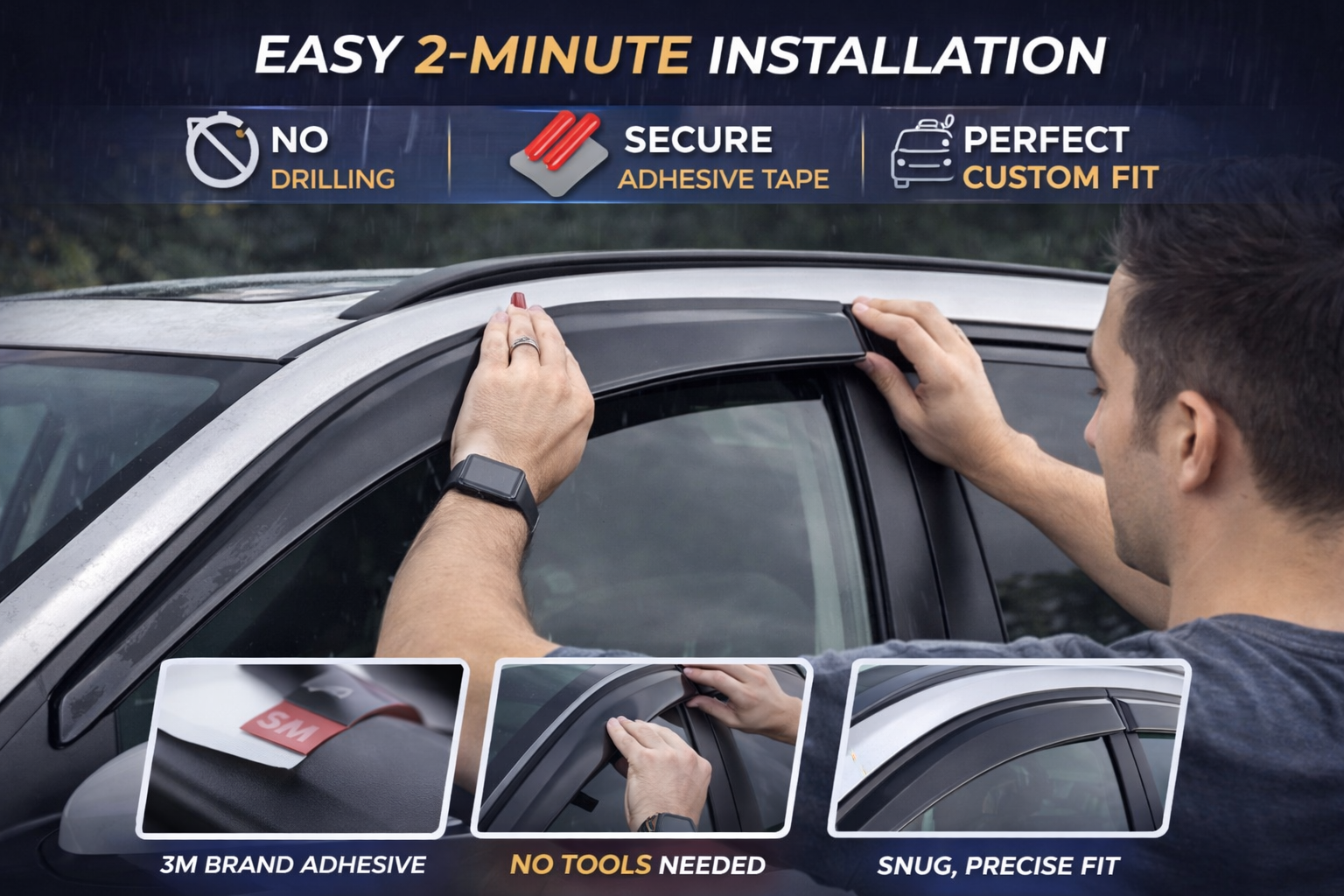 AutoRepute Premium Smoke Black Door Visors – Unbreakable | Rain & UV Protection | Keeps Interior Cool | Enhances Vehicle Look for 
 for Volkswagen (Virtus, Taigun, Polo, Vento, Jetta, Passat, Ameo & More, Choose Your Car Model)