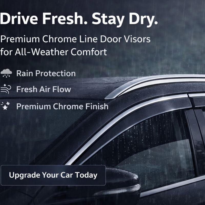 AutoRepute Chrome Line Door Visors – Premium Look | Unbreakable | Rain & UV Protection | Keeps Interior Cool  for Maruti Suzuki Cars (Baleno, Fronx, Brezza, Swift, Dzire, Grand Vitara, WagonR, Victoris & more choose your car model