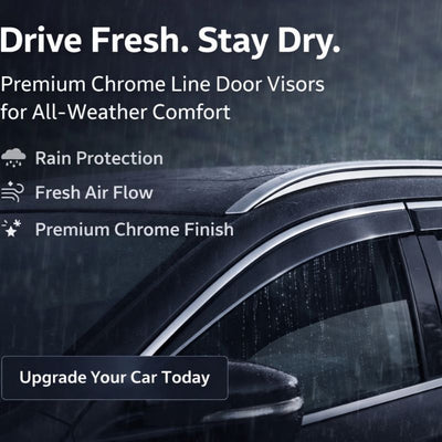 AutoRepute Chrome Line Door Visors – Premium Look | Unbreakable | Rain & UV Protection | Keeps Interior Cool  for Maruti Suzuki Cars (Baleno, Fronx, Brezza, Swift, Dzire, Grand Vitara, WagonR, Victoris & more choose your car model