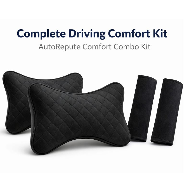 AutoRepute Complete Comfort Kit – 1 Neck Pillows + 2 Seatbelt Cushions