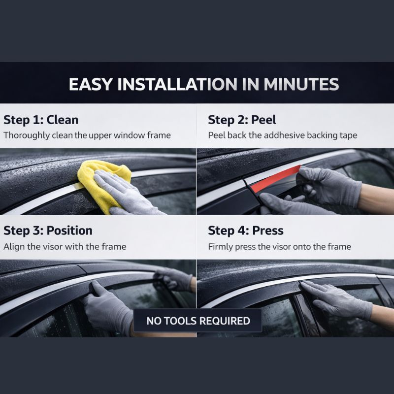 AutoRepute Chrome Line Door Visors – Premium Look | Unbreakable | Rain & UV Protection | Keeps Interior Cool  for Maruti Suzuki Cars (Baleno, Fronx, Brezza, Swift, Dzire, Grand Vitara, WagonR, Victoris & more choose your car model