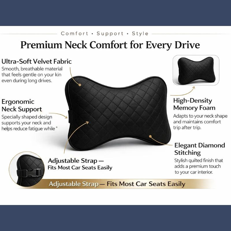 AutoRepute Complete Comfort Kit – 1 Neck Pillows + 2 Seatbelt Cushions