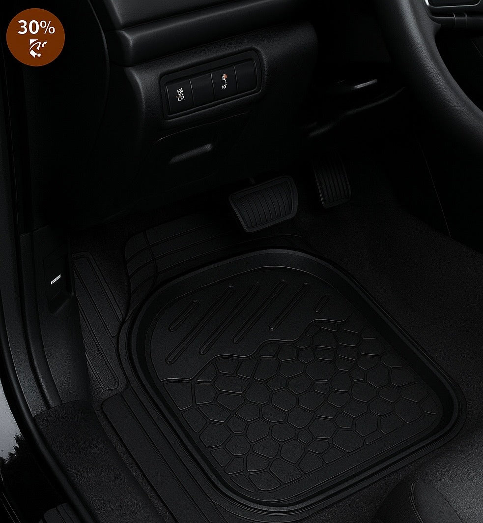 Autorepute All Vehicle Fit Designer Black Rubber Car Mats – More Than 80% Floor Coverage