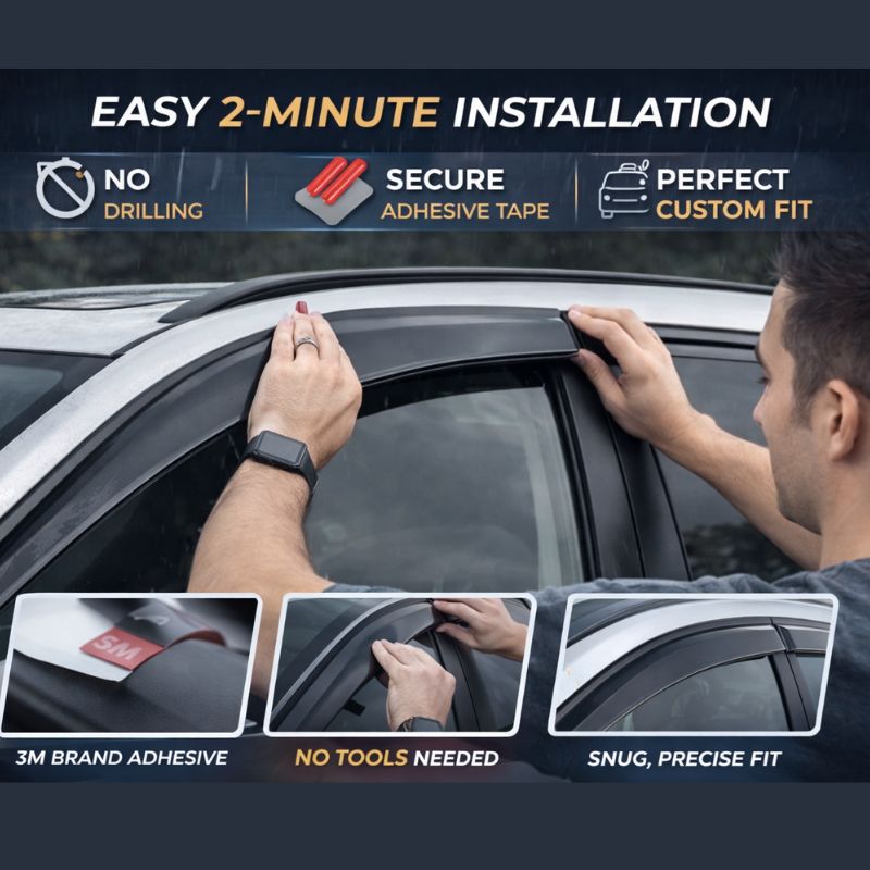 AutoRepute Premium Smoke Black Door Visors – Unbreakable | Rain & UV Protection | Keeps Interior Cool | Enhances Vehicle Look
 for Maruti Suzuki Cars (Baleno, Fronx, Brezza, Swift, Dzire, Grand Vitara, WagonR, Victoris & more choose your car model