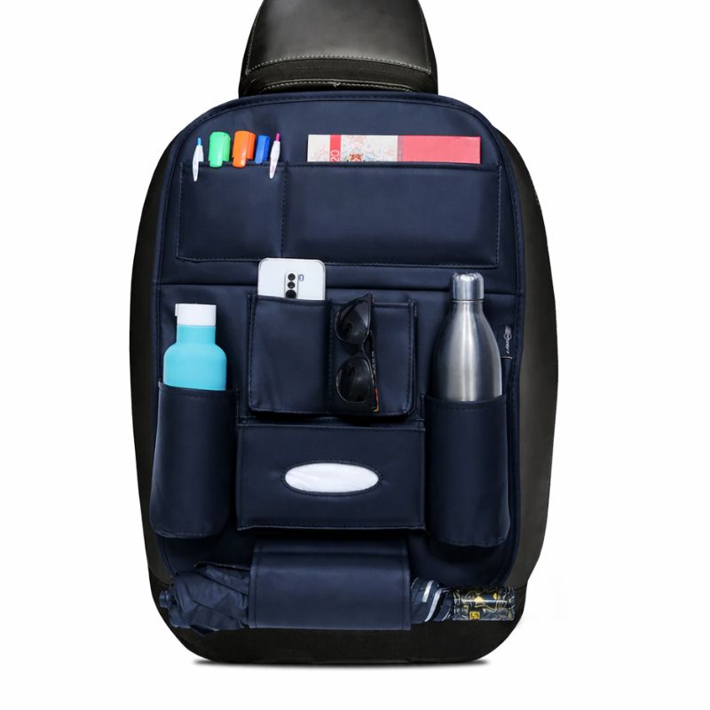 Autorepute Car Back Seat Organizer with Multi Pockets – Waterproof Leather Car Seat Back Storage Organizer with Bottle Holder, Tissue Pocket & Phone Holder for Travel Accessories