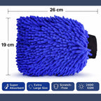 Autorepute Premium Microfiber Chenille Car Wash Mitt – 2400 GSM Super Absorbent Scratch-Free Cleaning Glove | Extra Large 26×19 cm Car Washing Mitt for Car, Bike & Auto Detailing