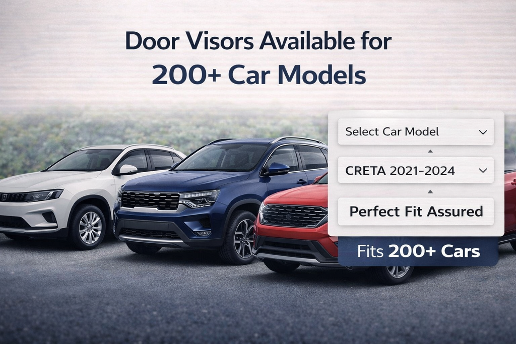 AutoRepute Chrome Line Door Visors – Premium Look | Unbreakable | Rain & UV Protection | Keeps Interior Cool for Hyundai (Venue , Creta, Verna, Exter, Alcazar, grand i10, Aura & more , choose your car model)