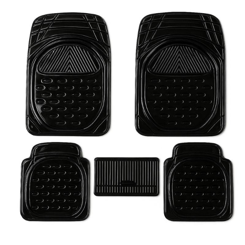 Autorepute All Vehicle Fit Black Gloss Rubber Car Mats – More Than 80% Floor Coverage
