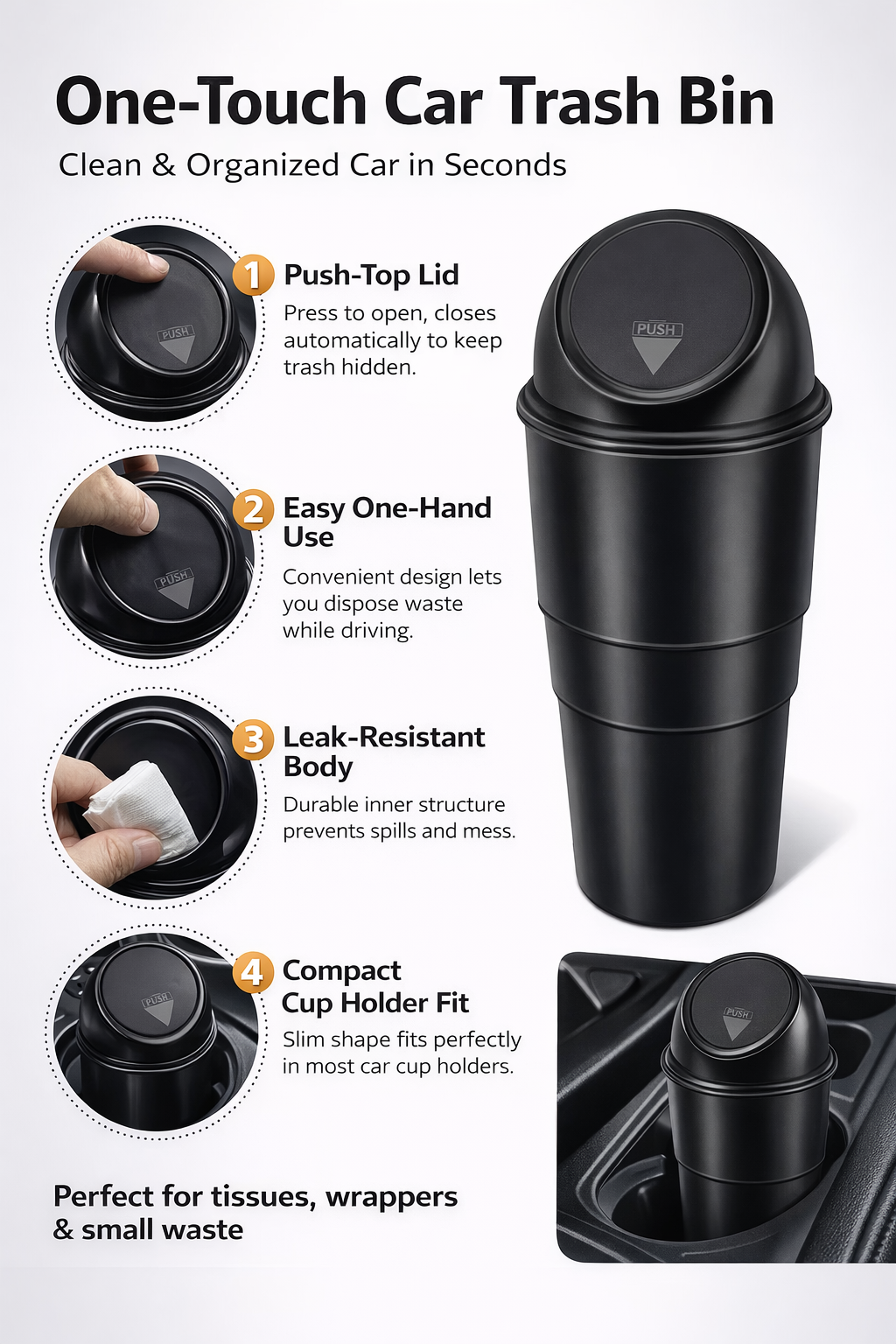 AutoRepute Ultimate Car Cleaning Kit – Microfiber Cloth, Glove, Duster & Car Trash Bin | Complete Interior & Exterior Cleaning Set