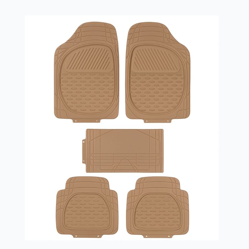 Autorepute All Vehicle Fit Beige Rubber Car Mats – More Than 80% Floor Coverage