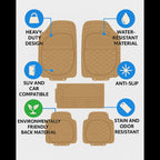 Autorepute All Vehicle Fit Beige Rubber Car Mats – More Than 80% Floor Coverage
